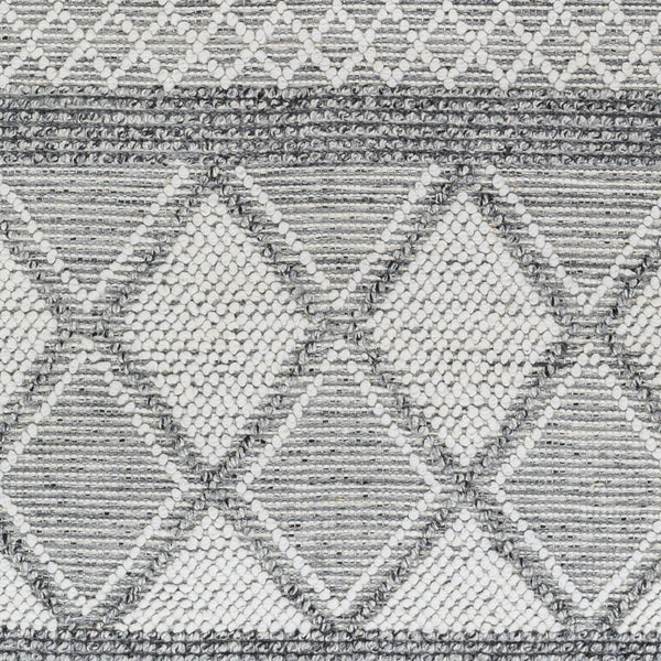 Livabliss Fleur Artisan Hand Woven Accent Rug with Fringe in Recycled Pet Yarn for Entryways White, Black 27" x 45" FLE2307-2339