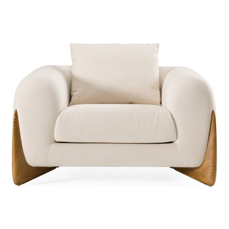 VIG Furniture Fleury Plush Cream Fabric Lounge Chair With Walnut Legs — Foam & Feather Comfort, No Assembly Needed VGCS-21073-CH