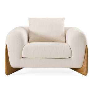 VIG Furniture Fleury Plush Cream Fabric Lounge Chair With Walnut Legs — Foam & Feather Comfort, No Assembly Needed VGCS-21073-CH
