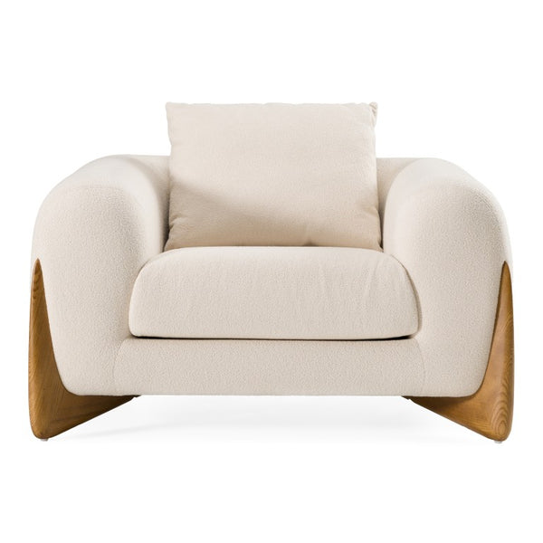 VIG Furniture Fleury Plush Cream Fabric Lounge Chair With Walnut Legs — Foam & Feather Comfort, No Assembly Needed VGCS-21073-CH
