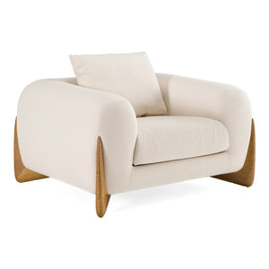 VIG Furniture Fleury Plush Cream Fabric Lounge Chair With Walnut Legs — Foam & Feather Comfort, No Assembly Needed VGCS-21073-CH
