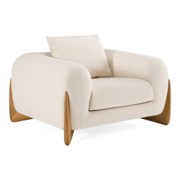 VIG Furniture Fleury Plush Cream Fabric Lounge Chair With Walnut Legs — Foam & Feather Comfort, No Assembly Needed VGCS-21073-CH