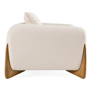 VIG Furniture Fleury Plush Cream Fabric Lounge Chair With Walnut Legs — Foam & Feather Comfort, No Assembly Needed VGCS-21073-CH