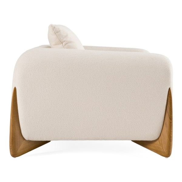 VIG Furniture Fleury Plush Cream Fabric Lounge Chair With Walnut Legs — Foam & Feather Comfort, No Assembly Needed VGCS-21073-CH