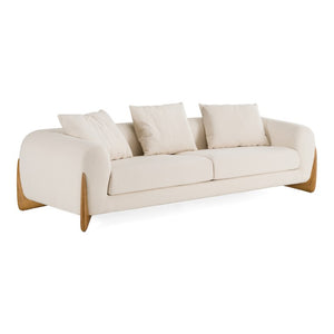 VIG Furniture Fleury Cream Fabric Sofa With Walnut Legs — Contemporary 100" Plush Foam & Feather Cushions, No-Assembly VGCS-21073-SO