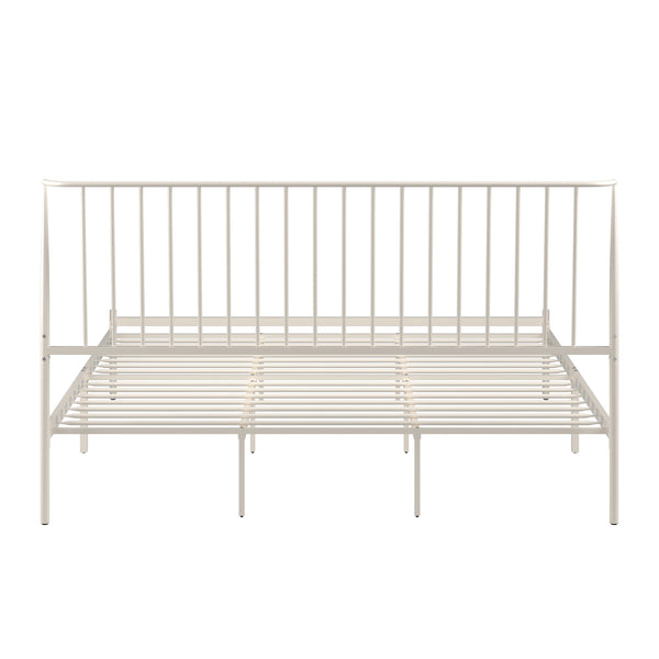 Homelegance By Top-Line Dante Metal Platform Bed with Curved Metal Headboard White Metal