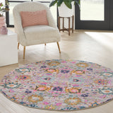 Nourison Passion PSN01 Machine Made Power-loomed Borderless Design Indoor Only Bohemian Transitional Rug Silver, Pink and Grey 100% Polypropylene 99446013705