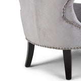 Hearth and Haven Upholstered Velvet Accent Chair with Nailhead Trim and Tufted Back B136P158770 Grey