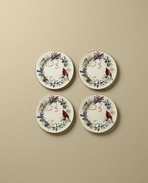 Lenox Winter Greetings Salad Plates, Set of 4 Red & Green, IVORY PORCELAIN 897093