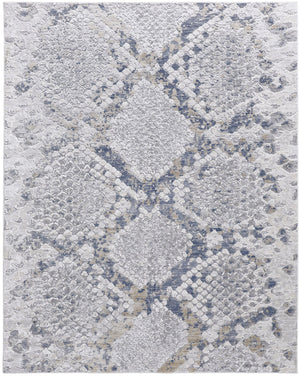 Feizy Rugs Laina Modern & Traditional Low-pile Area Rug - Soft, Easy-care Design For Living Rooms & Bedrooms Silver,Gray,Blue Polyester,Polypropylene Lai39gifblugryh18