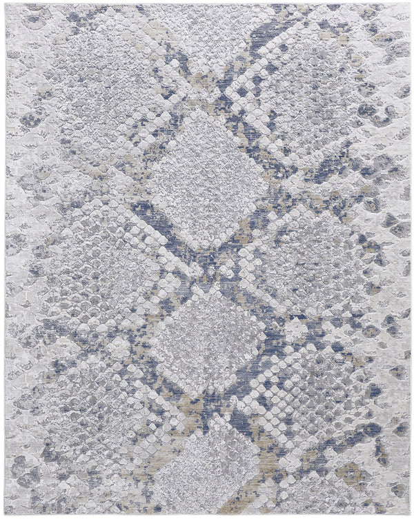 Feizy Rugs Laina Modern & Traditional Low-pile Area Rug - Soft, Easy-care Design For Living Rooms & Bedrooms Silver,Gray,Blue Polyester,Polypropylene Lai39gifblugryh18