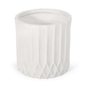English Elm Mgo Handcrafted Stone Finish Pleated Outdoor Planter Sculptural Patio Garden Accent 73349.00