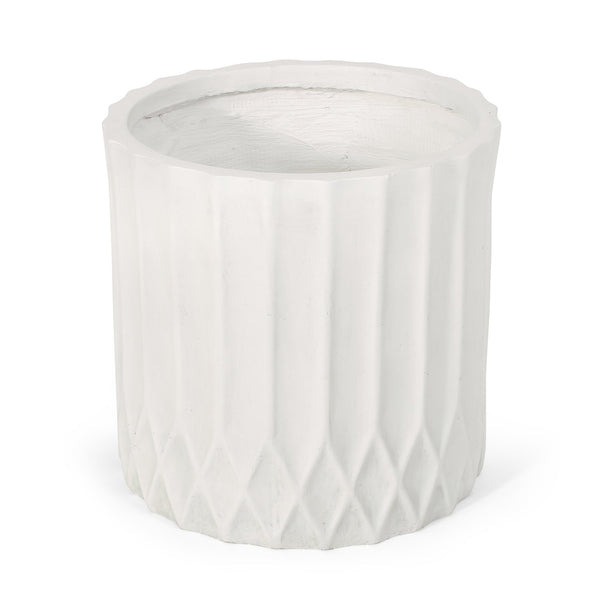 English Elm Mgo Handcrafted Stone Finish Pleated Outdoor Planter Sculptural Patio Garden Accent 73349.00