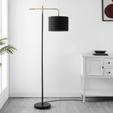 Safavieh Thera, 65 Inch, Black, Iron Floor Lamp Black/ Brass Gold FLL4130A