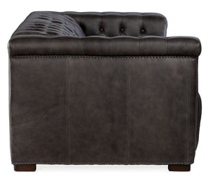Hooker Furniture Savion Luxurious 2-Over-2 Power Reclining Sofa With Adjustable Headrests And Waxed Aniline Leather Finish Grey SS434-1.5RL-P-PH-096