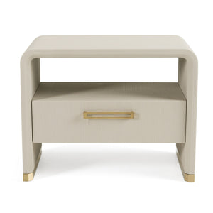 Vig Furniture Modrest Florence Nightstand - Chic Modern Beige Shagreen With Elegant Gold Accents For Style Beige  Vgvc-n2410