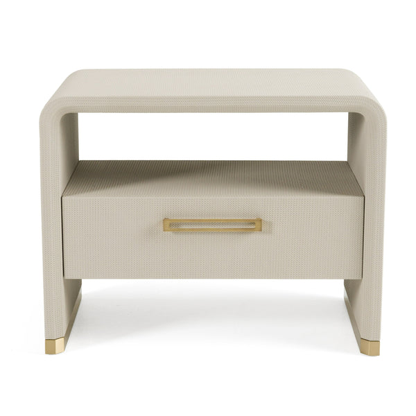 Vig Furniture Modrest Florence Nightstand - Chic Modern Beige Shagreen With Elegant Gold Accents For Style Beige  Vgvc-n2410