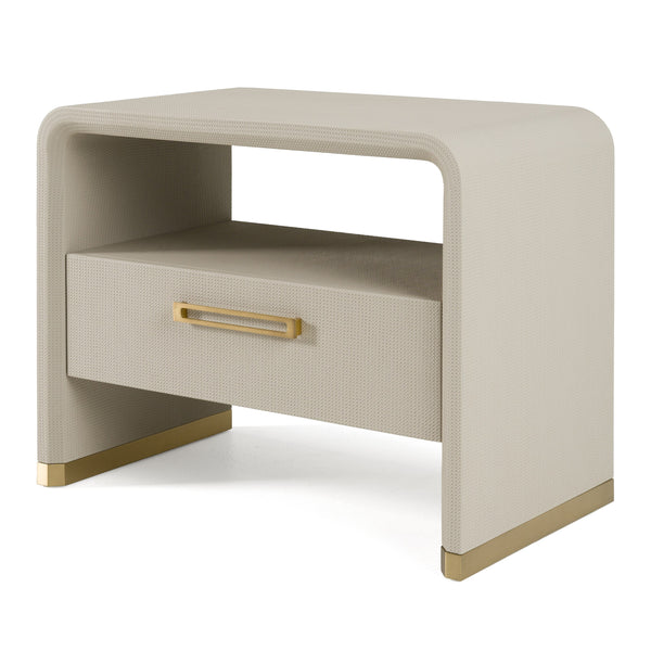 Vig Furniture Modrest Florence Nightstand - Chic Modern Beige Shagreen With Elegant Gold Accents For Style Beige  Vgvc-n2410
