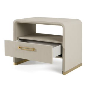 Vig Furniture Modrest Florence Nightstand - Chic Modern Beige Shagreen With Elegant Gold Accents For Style Beige  Vgvc-n2410