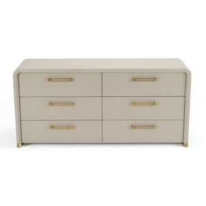 Vig Furniture Modrest Florence - Luxe Beige Shagreen Dresser With Elegant Gold Accents For Modern Spaces Beige  Vgvc-j2410-d