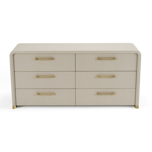Vig Furniture Modrest Florence - Luxe Beige Shagreen Dresser With Elegant Gold Accents For Modern Spaces Beige  Vgvc-j2410-d