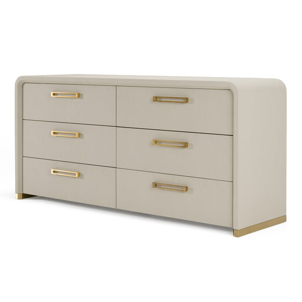 Vig Furniture Modrest Florence - Luxe Beige Shagreen Dresser With Elegant Gold Accents For Modern Spaces Beige  Vgvc-j2410-d