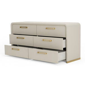 Vig Furniture Modrest Florence - Luxe Beige Shagreen Dresser With Elegant Gold Accents For Modern Spaces Beige  Vgvc-j2410-d
