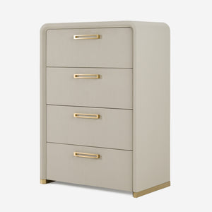 Vig Furniture Modrest Florence - Chic Beige Shagreen And Gold Accent Chest For Stylish Home Storage Solutions Beige  Vgvc-j2410-4h