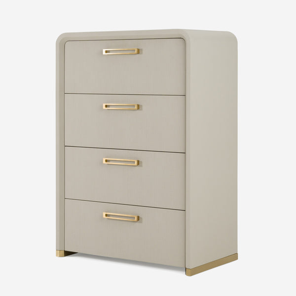 Vig Furniture Modrest Florence - Chic Beige Shagreen And Gold Accent Chest For Stylish Home Storage Solutions Beige  Vgvc-j2410-4h