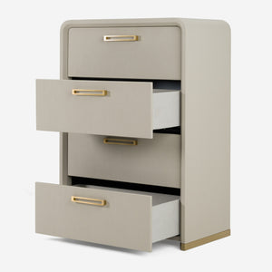 Vig Furniture Modrest Florence - Chic Beige Shagreen And Gold Accent Chest For Stylish Home Storage Solutions Beige  Vgvc-j2410-4h