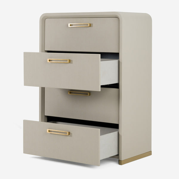 Vig Furniture Modrest Florence - Chic Beige Shagreen And Gold Accent Chest For Stylish Home Storage Solutions Beige  Vgvc-j2410-4h