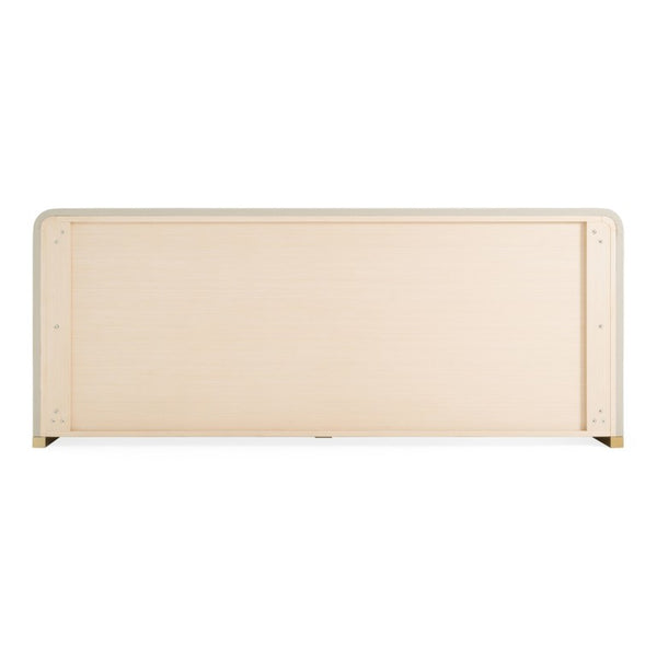 VIG Furniture Florence Modern Beige Leatherette Buffet With Herringbone Upholstery, Gold Trim & 4-Door Storage VGVC-G2410-BGE