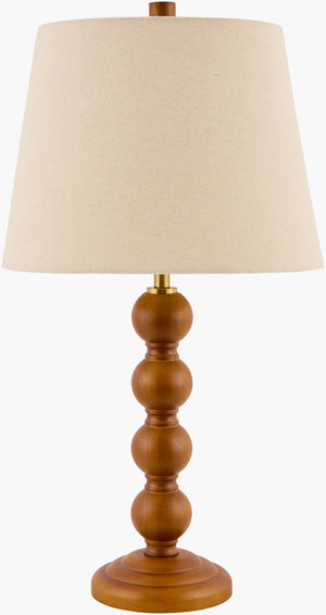 Livabliss Felipe Hand-painted Rubberwood Table Lamp with Linen Shade for Warm Ambient Glow FLP-002