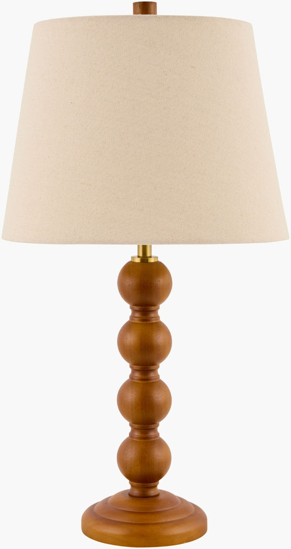 Livabliss Felipe Hand-painted Rubberwood Table Lamp with Linen Shade for Warm Ambient Glow FLP-002