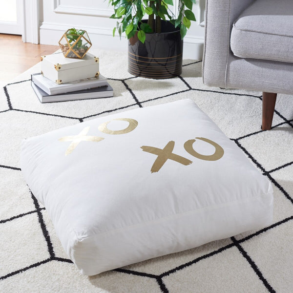 Safavieh Hugs And Kisses Floor Pillow XII23 Beige/Gold 100% Cotton  FLP1016A