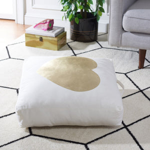 Safavieh Hugs And Kisses Floor Pillow XII23 Beige/Gold 100% Cotton  FLP1017A