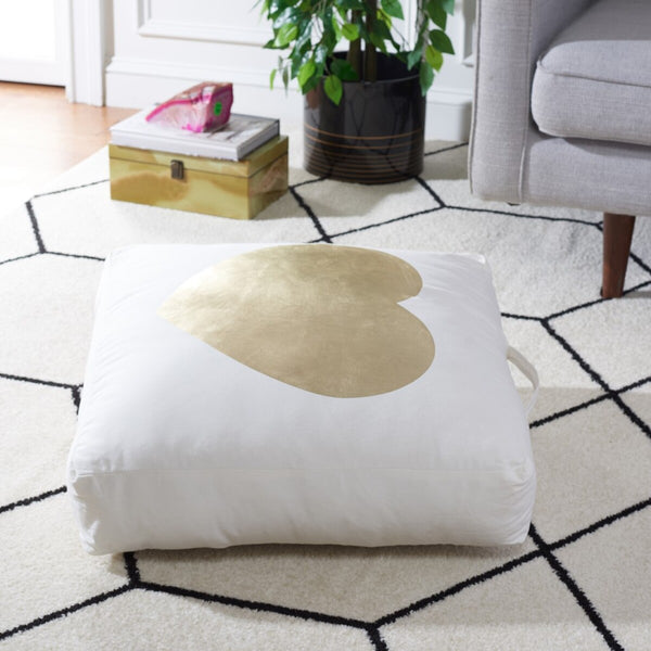 Safavieh Hugs And Kisses Floor Pillow XII23 Beige/Gold 100% Cotton  FLP1017A