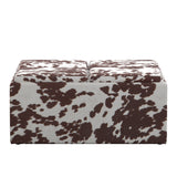 Homelegance By Top-Line Chayce Cowhide Fabric Storage Ottoman Brown Polyester