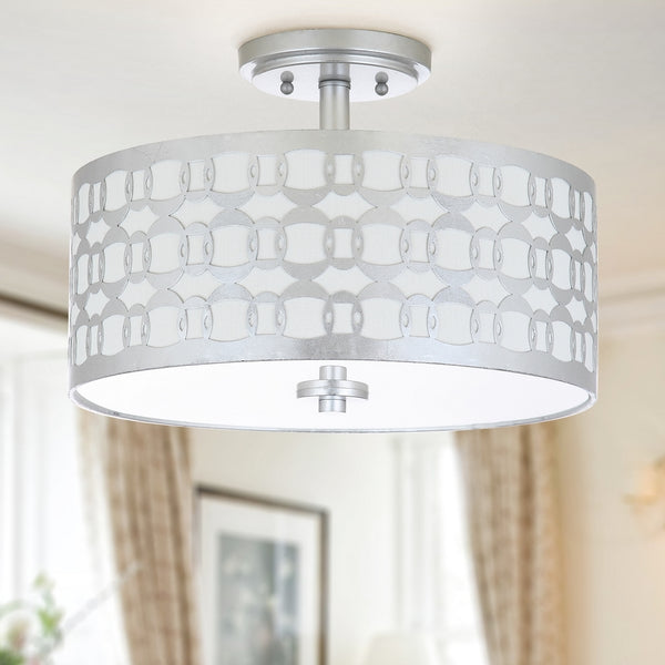 Safavieh Cedar Linked 3 Light 15 Inch Dia Silver Flush Mount  Silver FLU4004B