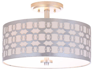 Safavieh Cedar Linked 3 Light 15 Inch Dia Silver Flush Mount  Silver FLU4004B