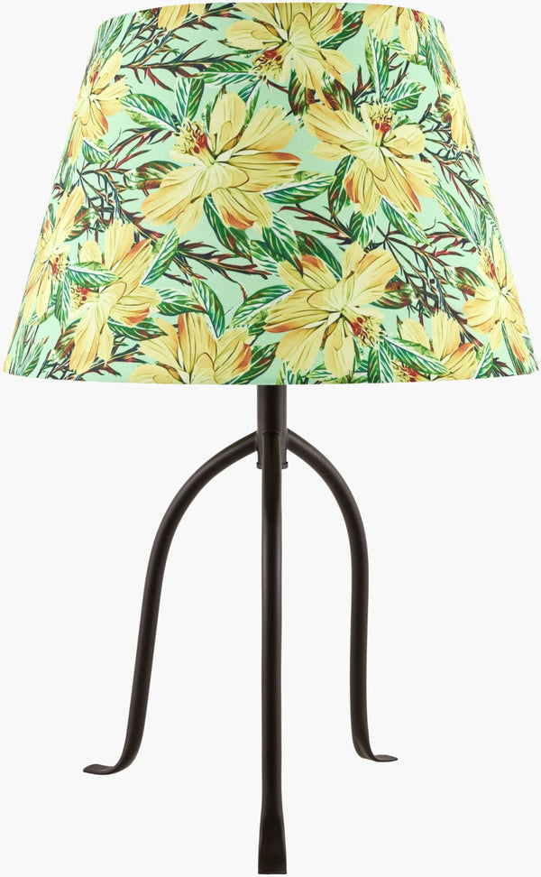 Livabliss Floriva Arts and Crafts Linen Shade Table Lamp with Metal Base for Living Room FLVR-019