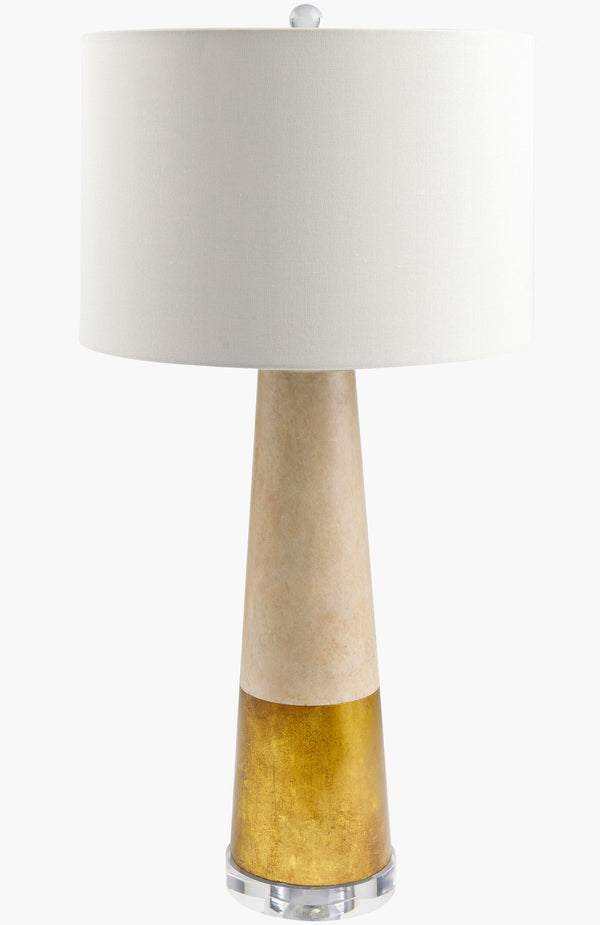 Surya Fluxar Elegant 30"H Cement Accent Lamp With Crystal Base & Linen Shade For Cozy Home Atmosphere Body, Gray Cement,Cement,Crystal,Linen,Polyester,Acrylic Flx-001