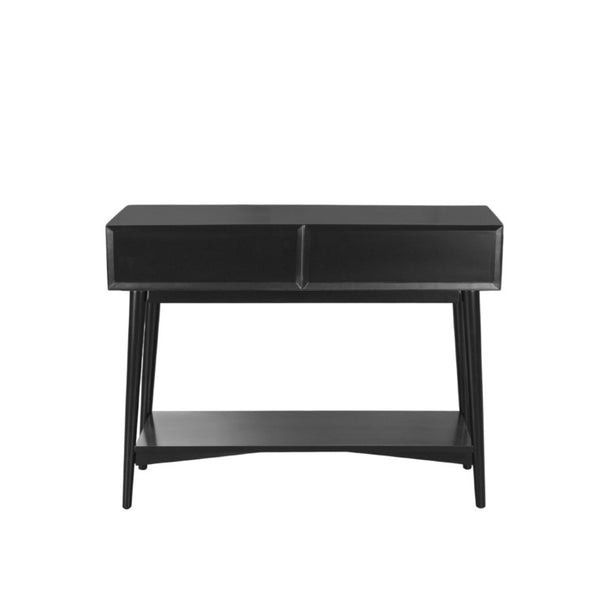 Alpine Furniture Alpine Flynn 42"W Console Table in Black with Brass Accents, Mahogany Build, Drawers & Shelf 966BLK-93