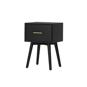 Alpine Furniture Alpine Flynn 18" End Table in Black — Mahogany Solids, Dovetail Drawer, Felt-Lined Storage, Compact Elegance 966BLK-92