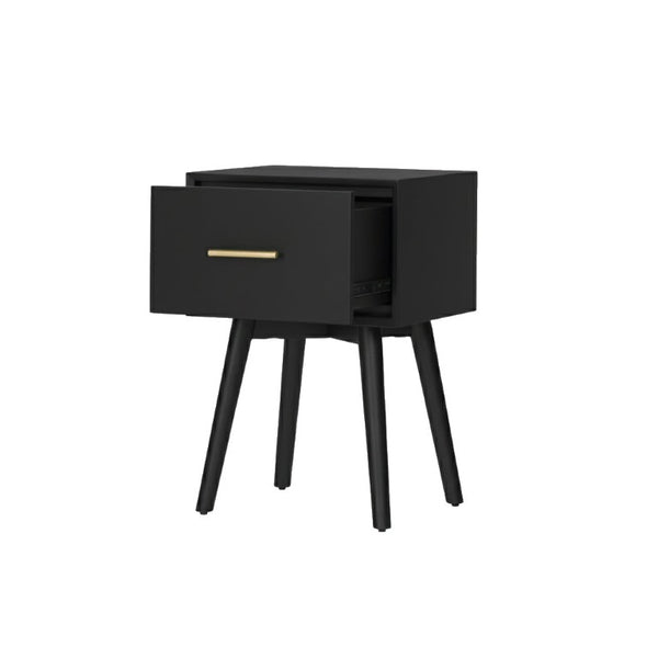 Alpine Furniture Alpine Flynn 18" End Table in Black — Mahogany Solids, Dovetail Drawer, Felt-Lined Storage, Compact Elegance 966BLK-92