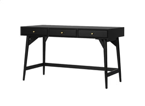 Alpine Furniture Alpine Flynn 2-Drawer Mini Desk — Compact Mahogany Workstation with Felt-Lined Storage & Smooth Glides 52"W x 24"D x 30"H 966BLK-96