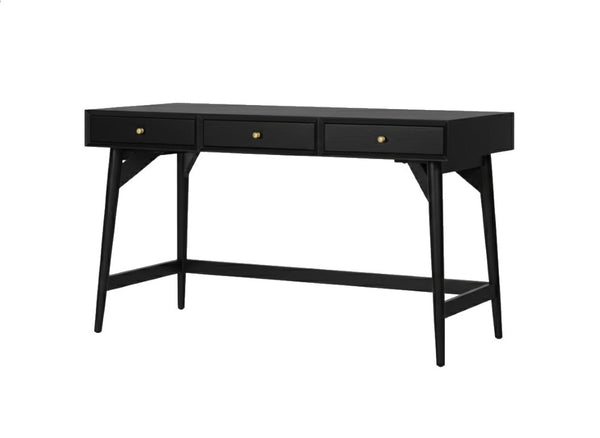 Alpine Furniture Alpine Flynn 2-Drawer Mini Desk — Compact Mahogany Workstation with Felt-Lined Storage & Smooth Glides 52"W x 24"D x 30"H 966BLK-96