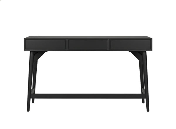 Alpine Furniture Alpine Flynn 2-Drawer Mini Desk — Compact Mahogany Workstation with Felt-Lined Storage & Smooth Glides 52"W x 24"D x 30"H 966BLK-96