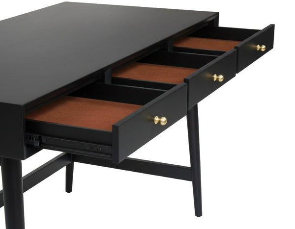 Alpine Furniture Alpine Flynn 2-Drawer Mini Desk — Compact Mahogany Workstation with Felt-Lined Storage & Smooth Glides 52"W x 24"D x 30"H 966BLK-96