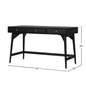 Alpine Furniture Alpine Flynn 2-Drawer Mini Desk — Compact Mahogany Workstation with Felt-Lined Storage & Smooth Glides 52"W x 24"D x 30"H 966BLK-96